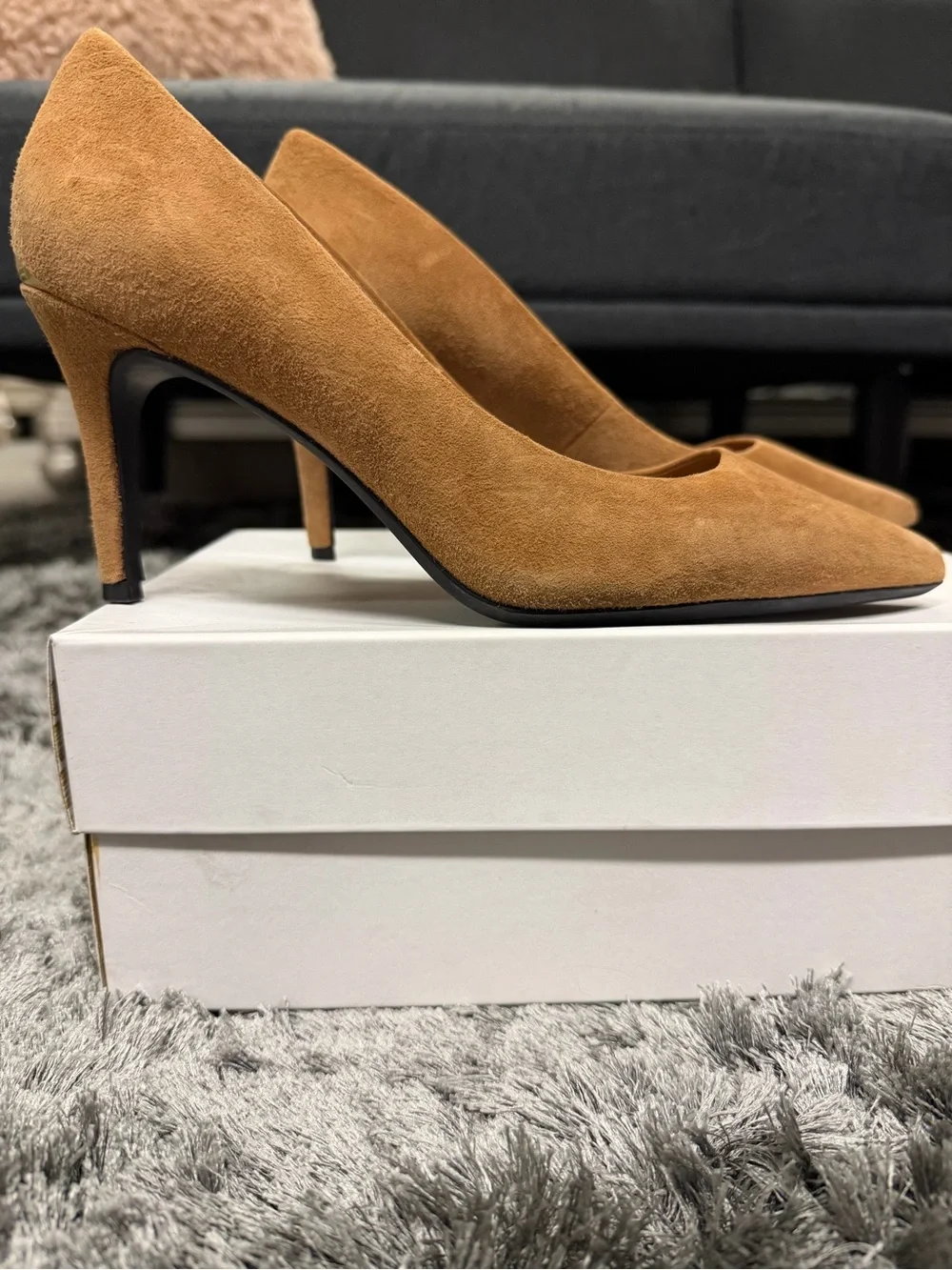 Calvin Klein Women's Camel Suede Pointed-Toe Pumps - Picture 3 of 9